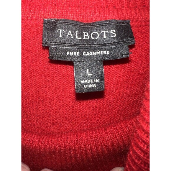 Talbots Sweater Womens Large Pure Cashmere Red Mock Turtleneck Timeless Preppy - Picture 3 of 8